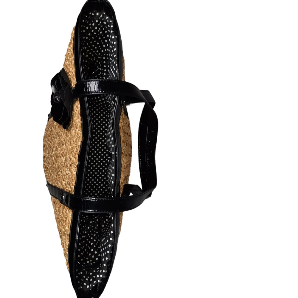 Coldwater Creek Santana Straw Braid Woven Tote/Bucket Drawstring Bag
